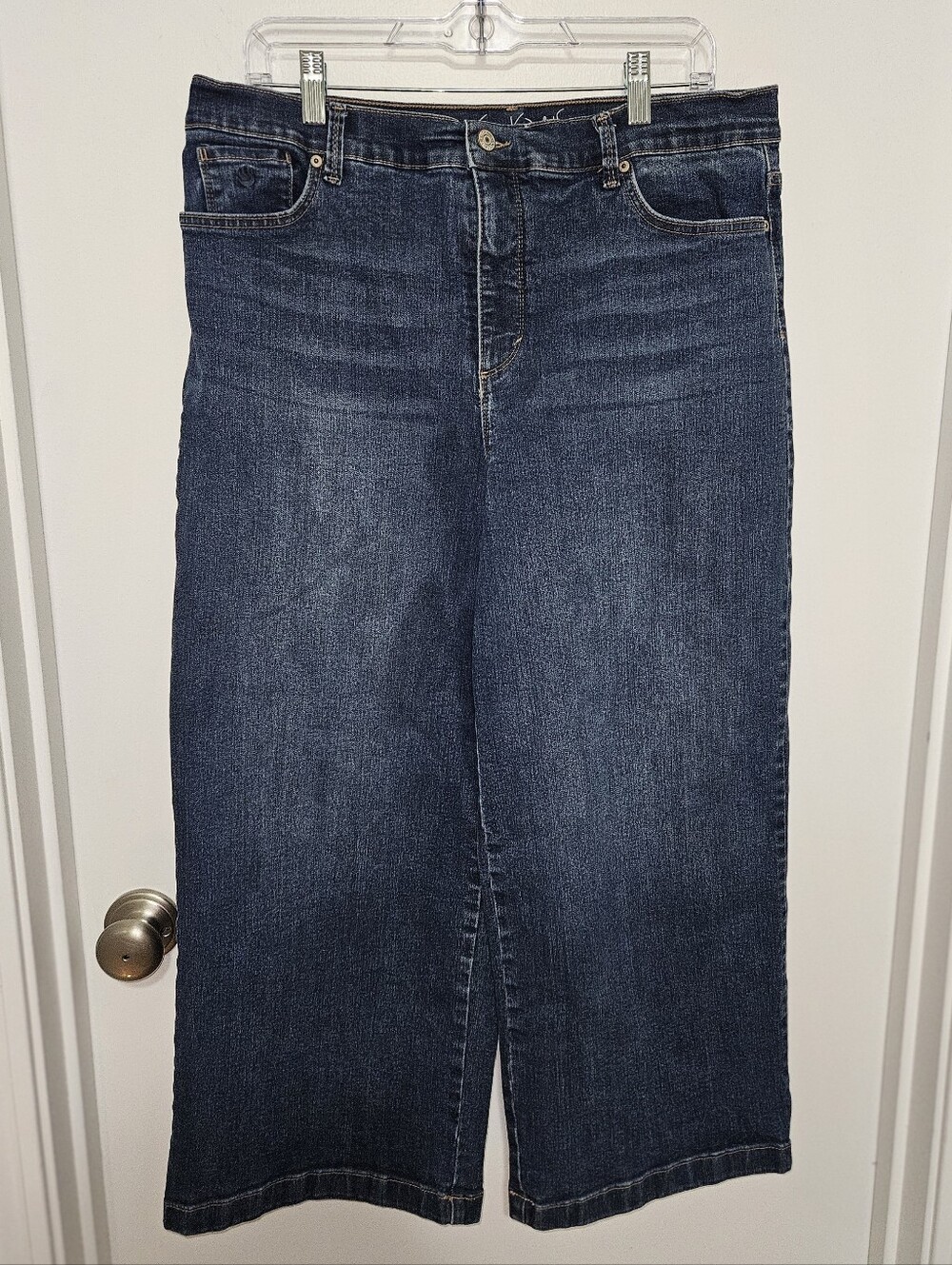 Gloria Vanderbilt Blue Wide Leg Slimming Effect Crop Amanda  Jeans Size 16
